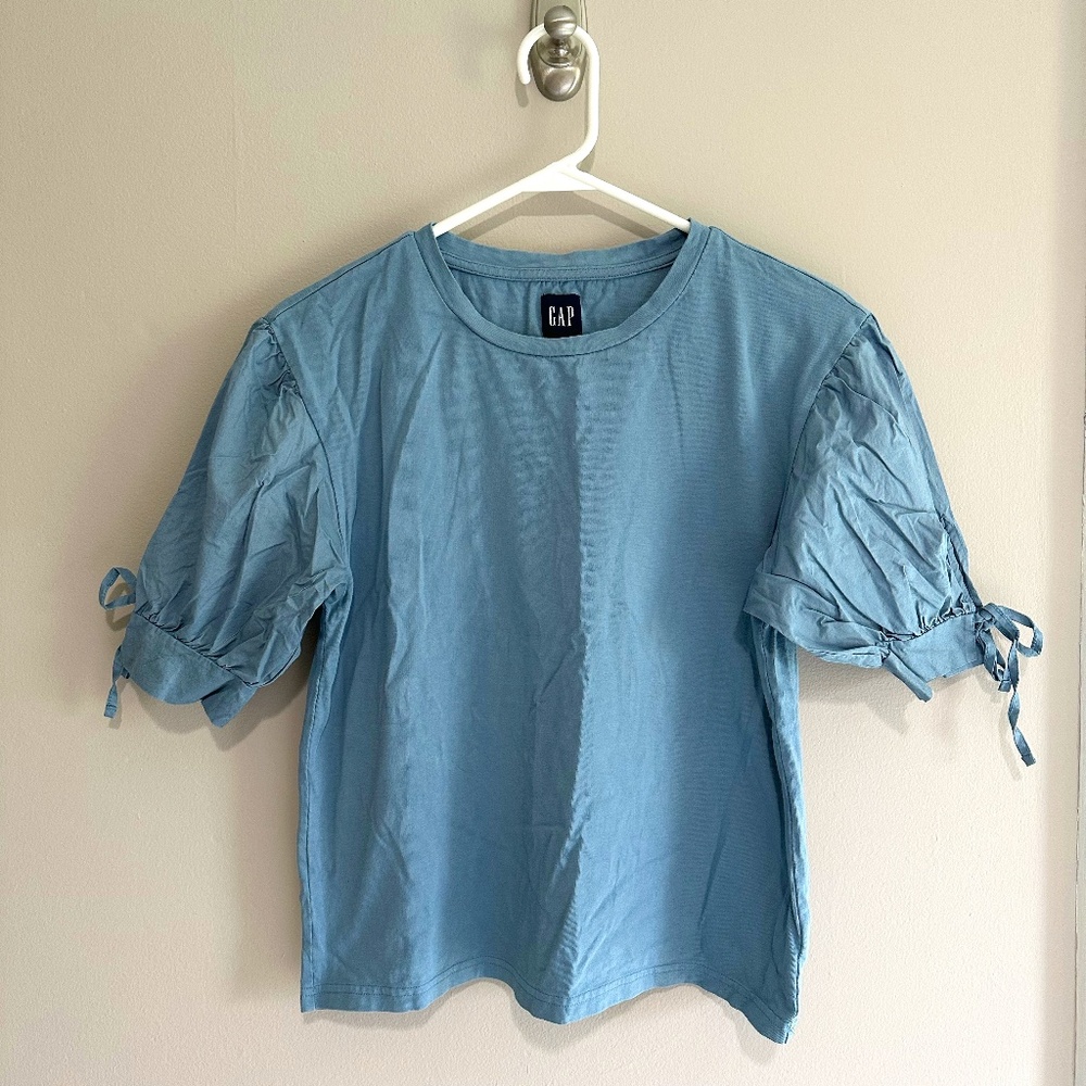 Gap Blue Puff Sleeve Top XS